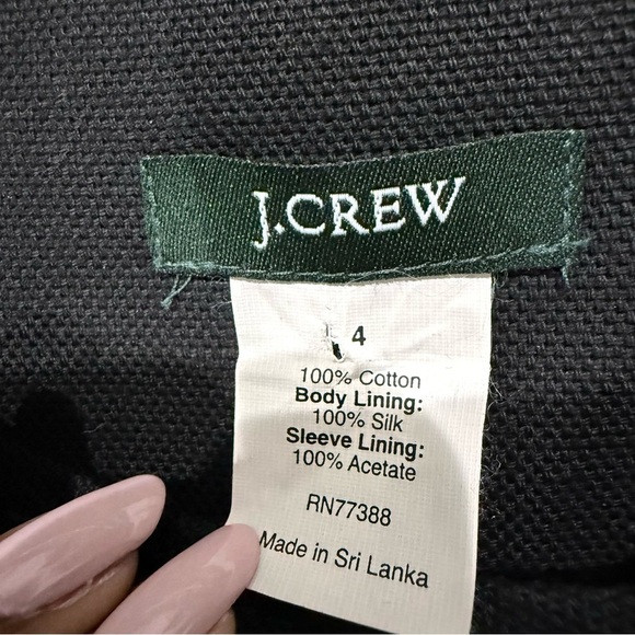 J.CREW  Button Collar Swing Cotton Canvas Jacket Silk Lined Black Women’s US 4 - Picture 2 of 8
